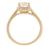 1. CT Sjajni smaragdni rez Clear Simulirani dijamant 18K žuti zlatni halo pasijans sa Accentima prsten