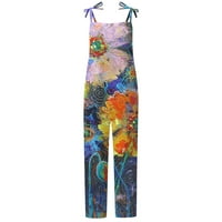 Jumpsuits za žene Dame Ljeto Slatki mali mali svježi print Retro suspenderi Multicolor M