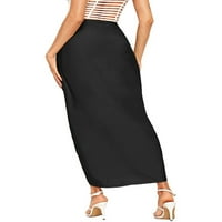 Avamo Women Midi suknje ruffle suknje visoki struk dame labavi ruched crni xs