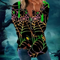 Ženska ljetna odjeća za žene Halloween patentna dukserica Vintage Funny Cobweb Print Pulover Plowver