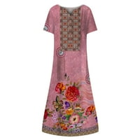 Feternsko žensko ljeto Ležerne prilike za ispis modne V-izrez kratkih rukava s kratkim rukavima Swirt