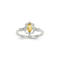 14k bijeli zlatni citrinski real dijamantski prsten