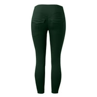 Yoga Duks zelene poliesterske dame visoke struk fitness hlače Sportski rastezanje joge hlače sa džepovima