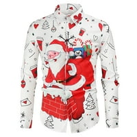 Clearsance Božićne majice za muškarce Smiješne Santa tiskane sportske grafike TEE O izrez dugih rukava