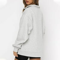 Zip up dukseve za žene Jesen moda plus veličine čvrste boje V vrat dugih rukava pulover na klirensu