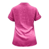 Miayilima ženske majice za žene Ljeto dame labave bluze pamuk i rever-košulju s kratkim rukavima majica majica xl