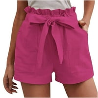 Ženske ljetne kratke hlače hlače ruffle podloge elastične strugove casual kratke hlače sa džepovima