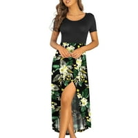 Žene Ljetne haljine kratki rukav haljina Ležerne prilike Flowy Visoka dugačak maxi haljina Boho Havajski