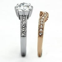 Luxe nakit dizajnira dvodijelni ženski ružinski zlatni IP nehrđajući čelik vjenčani prsten sa okruglim