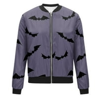 Apepal jakne za žene Dugih rukava Lagana zatvarala obrezana modna Halloween Print Outerwear Casual Quilted