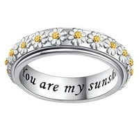 SIMU nehrđajući čelični prstenovi za muškarce Žene Rotirajuće prstene s dvostrukom bojom modni trend cvijet full dijamant cirkon prsten ženski nakit svakodnevni prsten za žene minimalistički personalizirani nakit