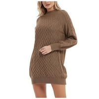 Flowy haljine za žene kaki pamuk ženski dugi rukav džemper dress turtleneck mini džemper haljine m