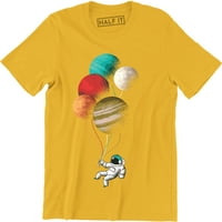 Astronaut Cosmonaut Holding Planet Moon Balloons Muška košulja