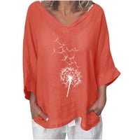 Ženski rukavi V izrez majice DANDELION Print Regularne fit vrhove Prodaja Začinite ljetne majice Jednostavno