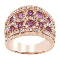 Ružičasti safični i bijeli kubični cirkonijski prsten za ružičasto safir i bijeli kubični cirkonijski prsten u 10k ružičastog zlata, prsten veličine-7