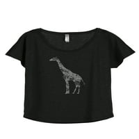 Tenk niti cvjetni žiraffe ženski opušteni utočani dolman majica Tee Heather crna velik