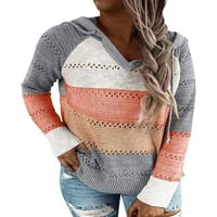 Ženski džemper plus veličine dugih rukava boja blok pulover casual pletene skakače veličine x-velike