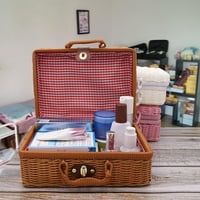 Aimiya Vintage Rattan Woven Skladištenje Kućište za šminkanje kofer Organizovanje kofera