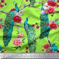 Soimoi pamučna kambrska tkaninska tkanina cvjetna i paunska tkanina za ptice otisci sa dvorištem širom