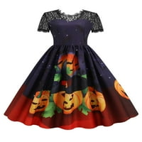 Smilkoo haljina za Halloween čipkajte crtane crtane šivanje Halloween Elegantna haljina