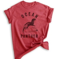 Ocean Panther brtvena majica, unise ženska muška majica, brtvena majica, smiješna košulja životinja, Heather Crvena, velika