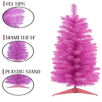 Savršen odmor za praznik 3 'visoke ružičaste plemićke table top božićne stablo s vrhom, DIA 14 i plastično postolje