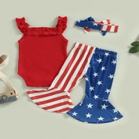 Djevojčica za bebe 4. jula Outfit outfit kratki rukav ROMPER AMERICH zastava zvonasti hlače