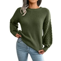 Dukseri za žene Ženski jesen dugih rukava Crew Crt Solid Cable Kneut Chunky Casual Prevelizirani pulover