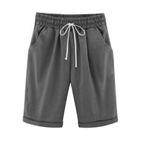 Žene Bermuda Hlače nacrtajuće hlače elastične kratke hlače plus veličine pamučne kratke hlače, pune hlače Ležerne ljetne trendi pantalone Sive m
