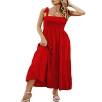 Ženska kauzalna ljetna haljina špageta remen bez rukava bez rukava s visokim strukom Long Maxi haljine