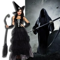 Ženske padajuće haljine Halloween mala crna haljina s hat-haljinom bez rukava Cosplay maxi haljina