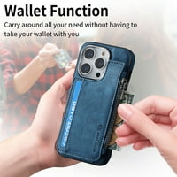 -Plivnost Kompatibilan je s iPhone Pro MA multifunkcionalni novčanik Caseluksuzni zipper PU kožni utor za karticu Anti-oštar futrole magnetna kopča magsafe robusno otporna na kućište, plava