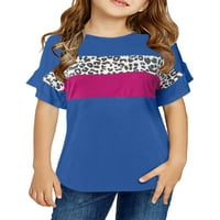 Leopard tisak u boji blok kratkih rukava Kids majica Dječji bluza s kratkim rukavima