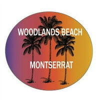 Woodlands Plaža Montserrat Suvenir Palm Drveće Surfanje Trendy Ovalna naljepnica naljepnica