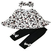 Avamo Kids Flared Bow Proljeće Jesenske odjeće Leopard Print Casual Outfit Dugih rukava Party Tops +