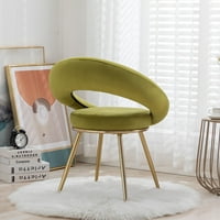 Olive Green Velvet Modern Accent Conversation Lounge stolica sa pozlaćenim nogama, jedinstvenim izgledom, pogodno za ured, salon, dnevni boravak