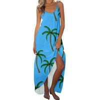 Ženske haljine Žene Ljeto Ležerne prilike za vrat scoop plaža Duga haljina Kokosovo drvo Zelena lišća