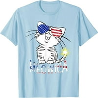 Patriotska mačka 4. jula Majica Meowica Američka zastava Thee majica