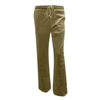 Wozhidaoke hlače za žene i ravne čvrste elastične hlače duge posteljine pamučne pamučne pantalone široke