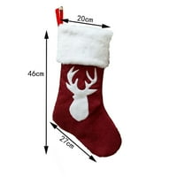 Nokiwiqis Božićne čarape poklon torba slatka elk vezenje božićne čarape božićni privjesci božićni ukrasi