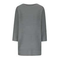 Wyongtao Womens Dukseri Pad čišćenja Ženska pulover Duks dugih rukava V izrez Knit Jumper Tops Grey