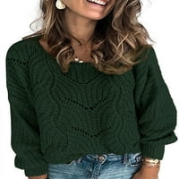 Blibea Ženski džemperi Dugi rukav izdubljeni teksturirana mekana posada pletene džemper od pulover