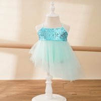 Iiniim Kids Girls Glitter Sequins Ballet Dance Asimetrični tutu Haljina Leotard Ballerina Dancewear
