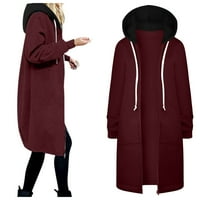 Pxiakgy zimski kaputi za žene Ženska tople odjeće patentni zatvarač Otvori duksevi Dugi čvrsti ubojni