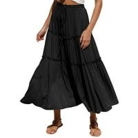 Maxi suknje za žene sitnice modne ležerne suknje pune boje naborane nepravilne suknje od pola duljine elegantna labava ljetna suknja
