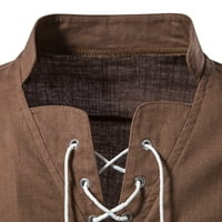 Muška modna majica posteljina V-izrez čipka u obliku srednjovjekovne gotičke majice s dugim rukavima