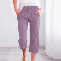 Ljetne pantalone za žene Ležerne prilike lagane trendove Žene Ležerne prilike pune boje elastične hlače