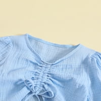 Wassery Toddler Kids Chirty Ljetna odjeća Solidna boja kratki rukav pamučna posteljina nacrtač obrezana