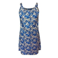 Ženske haljine Mini ručno haljina za sunčanje od ispisana V-izrez ljetna haljina plava 3xl