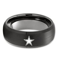 Vjenčani prsten Gunmetal Tungsten, Crni volfram prsten, vjenčani prsten, fudbalski nadahnut prsten,